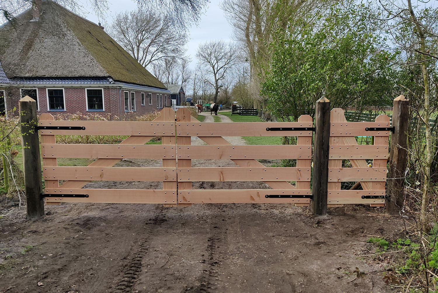 Douglas hekwerk bij boerderij